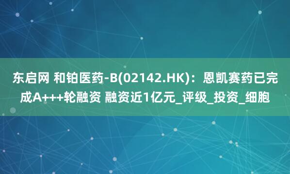 东启网 和铂医药-B(02142.HK)：恩凯赛药已完成A+++轮融资 融资近1亿元_评级_投资_细胞