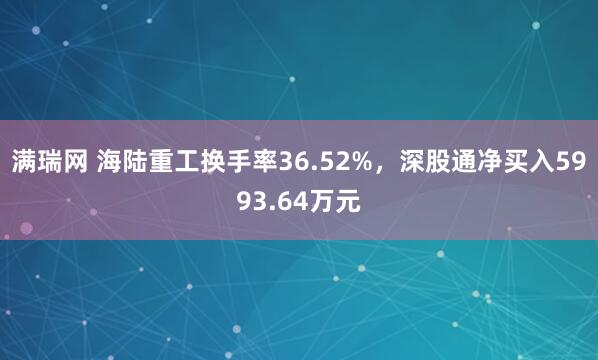 满瑞网 海陆重工换手率36.52%，深股通净买入5993.64万元