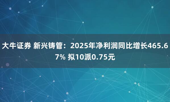 大牛证券 新兴铸管：2025年净利润同比增长465.67% 拟10派0.75元